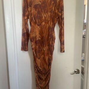 Elegant Brown Patterned Dress